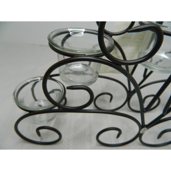 Home Elements Wire Candle Holder w/5 Glass Votives 13.25"LX 8"HX 3"W  Open Box - Picture 4 of 14